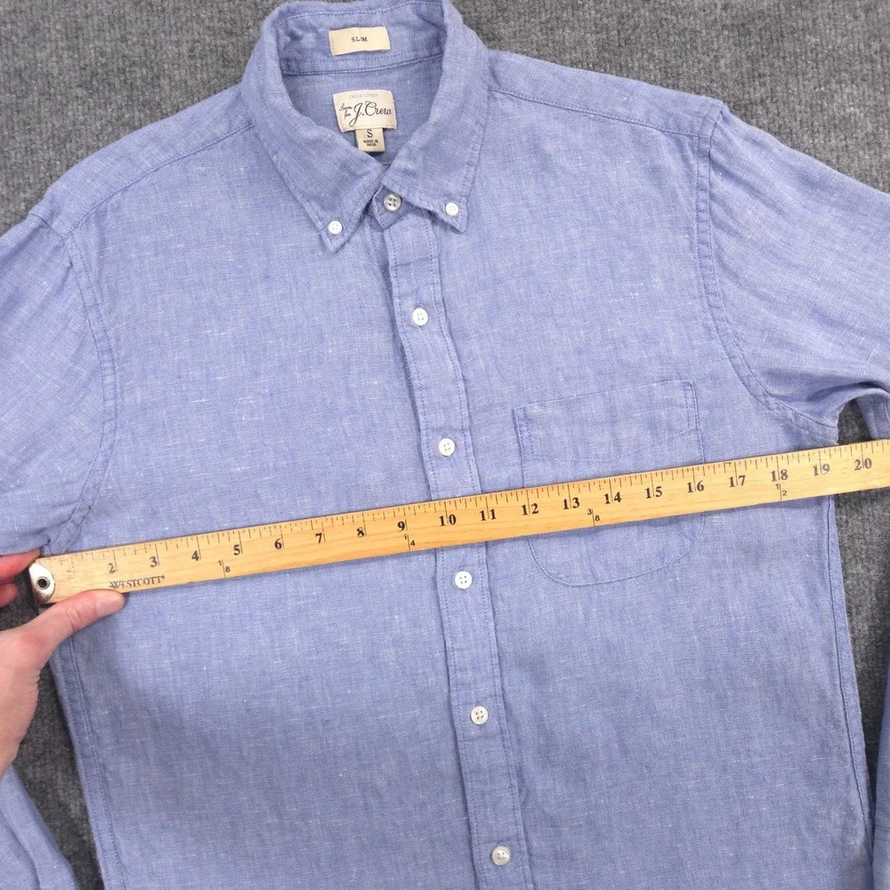 J Crew Baird McNutt Irish Linen Shirt Mens S Blue Slim Fit Long Sleeve Preppy